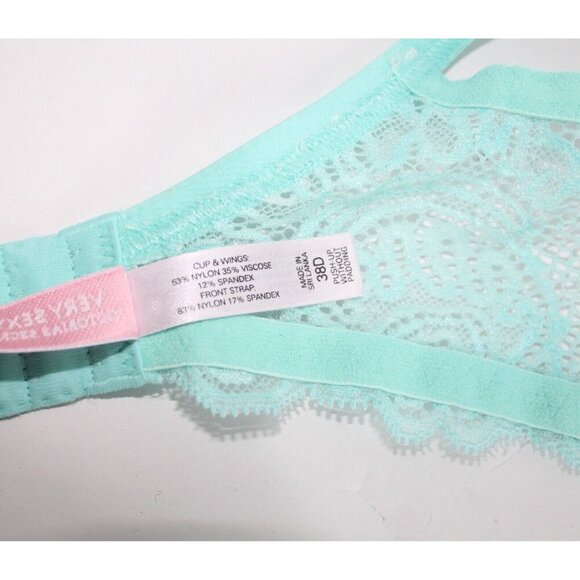 Victoria Secret Very Sexy 38D Boho Robin Egg Blue Cream Lace Padded Push Up Bra - Picture 8 of 14